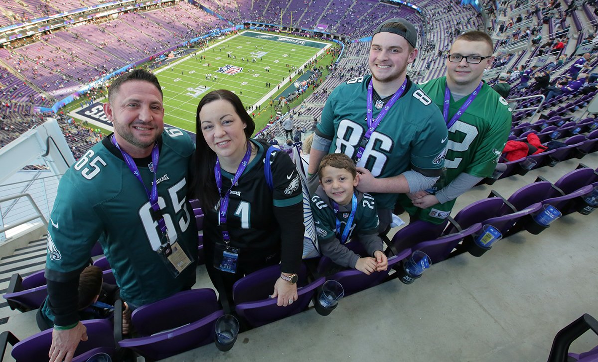 Eagles's tweet photo. #Eagles fans are well represented at #SBLII. 

You're all our @pickNRG Fans of the Game! #PowerPhilly https://t.co/3PHm7gMKtH