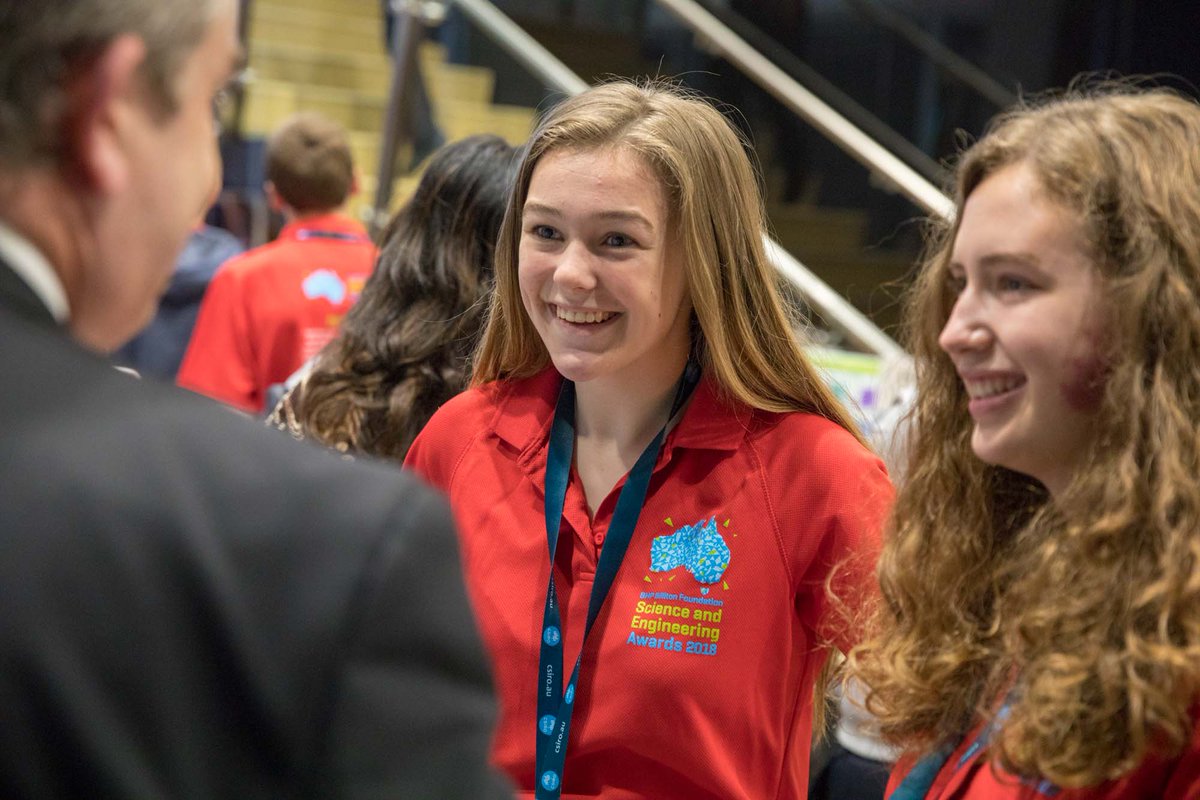 BHP Billiton Foundation Science and Engineering Awards finalist engaging in conversation with other finalists and representatives from BHP and CSIRO.