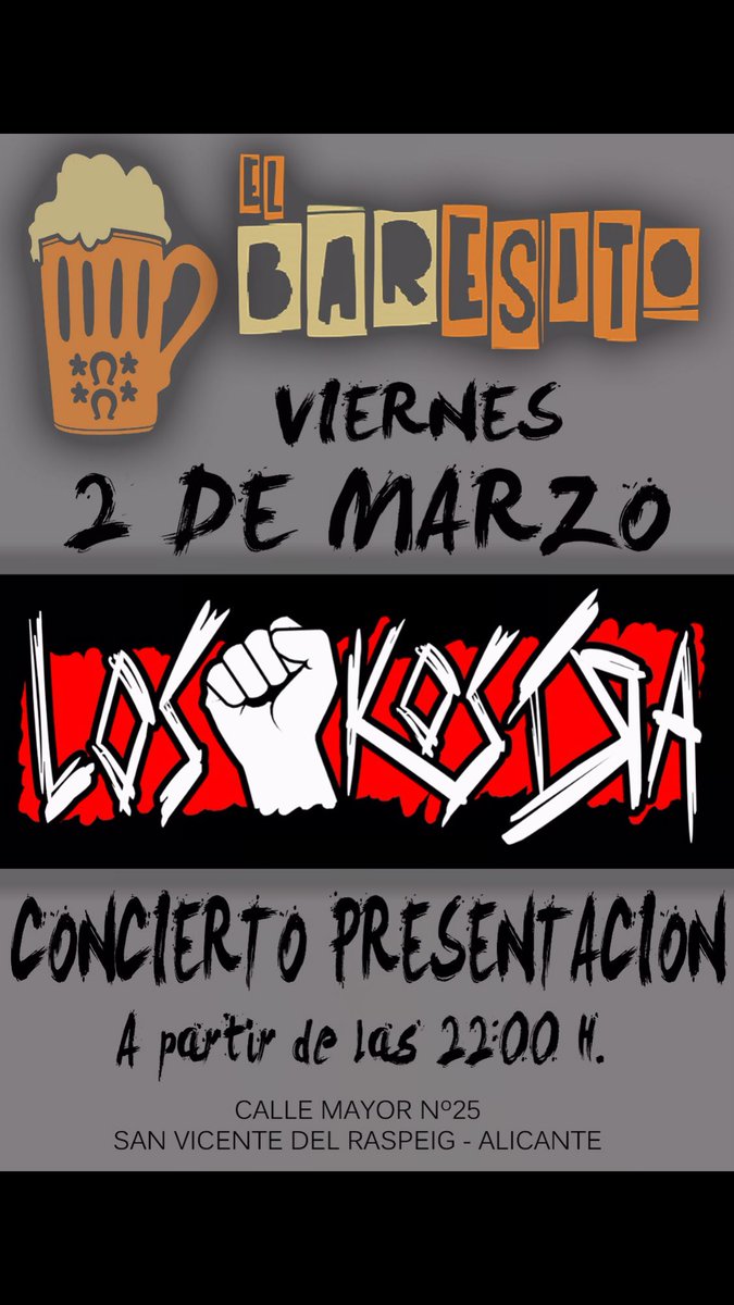 Os esperamos en el baresito el proximo 2 de Marzo!!!