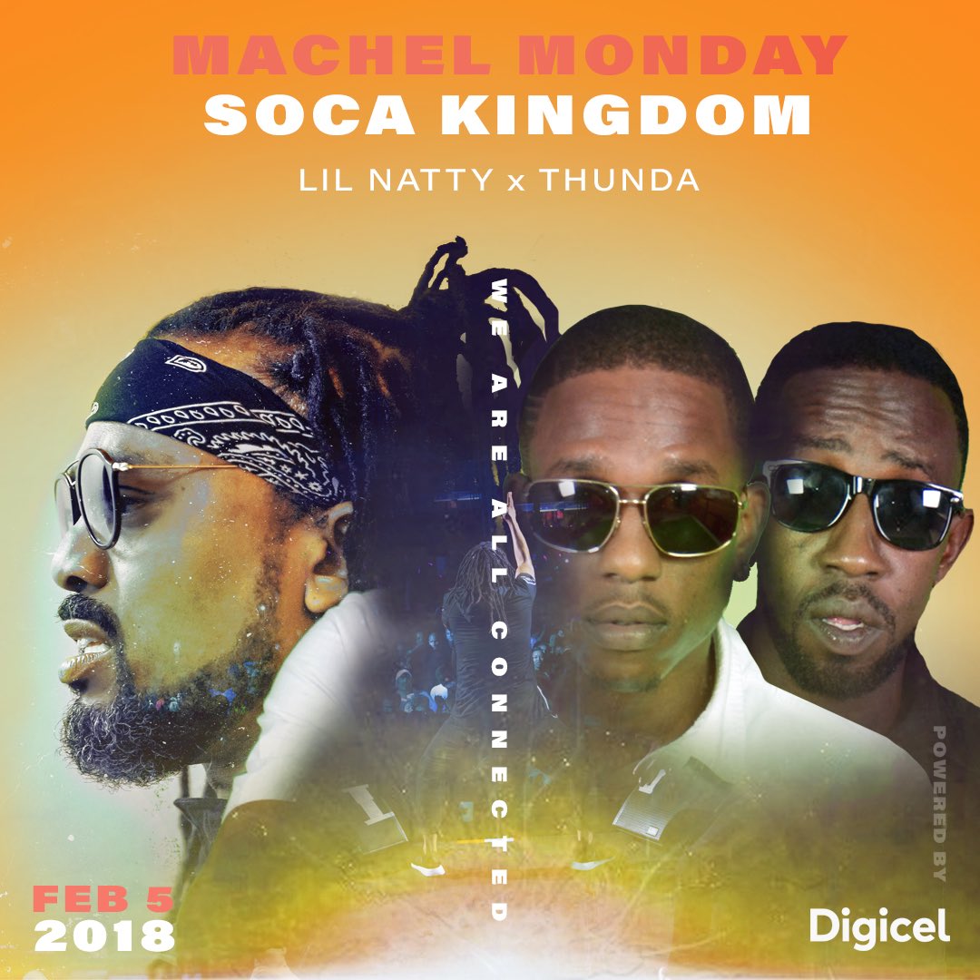 machelmontano's tweet photo. SOCA KINGDOM 🇹🇹
MACHEL MONDAY
We are all connected 🤝
Lil Natty x Thunda Are In The Kingdom! @nattywuss
Join the FB event -> https://t.co/8IMol93fs0
#machelmonday #socakingdom #whoReady #getintoformation #weareallconnected https://t.co/YEU7g8osR0