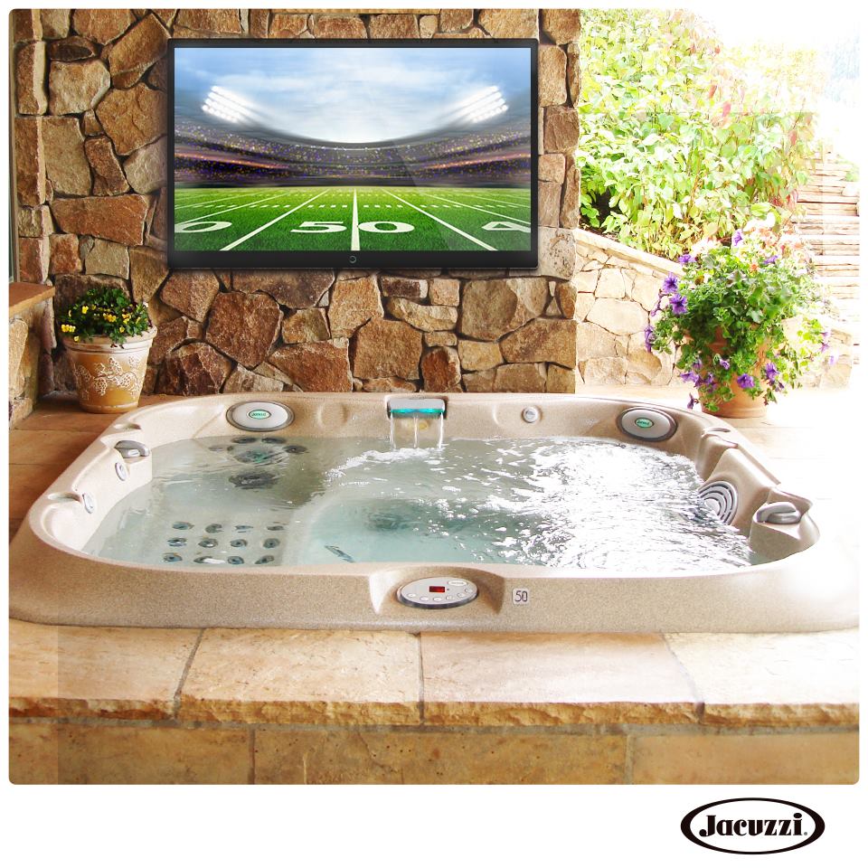 There's no better place to watch the Big Game, Super Bowl LII than in your hot tub. #SuperBowl