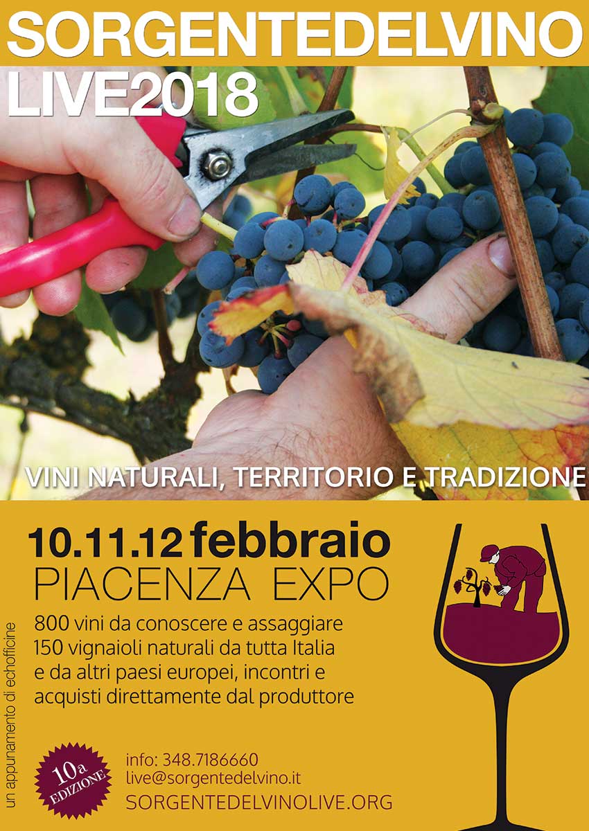 Da sabato 10 a lunedì 12 torna a Piacenza Expo Sorgente del Vino Live 2018​  A mio modesto parere un appuntamento da non perdere, che io non mi perderò assolutamente... vinoalvino.org/blog/2018/02/s… #wine <a href="/sorgentevino/">SORGENTEDELVINO</a> #vininaturali <a href="/allyouneediswin/">all_you_need_is_wine</a>