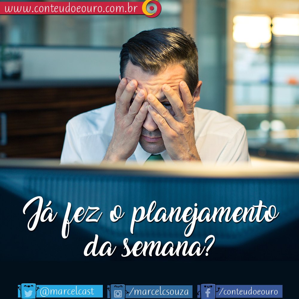 MarcelCast's tweet image. Já planejou a semana? Sempre começo a semana de trabalho no domingo, planejando as tarefas da semana. E aí vou revisando, pois algumas coisas surgem no caminho. E você, como planeja sua produtividade?
#MarketingDigital #InboundMarketing #AvaliareEvoluir #Planejamento #Planejar