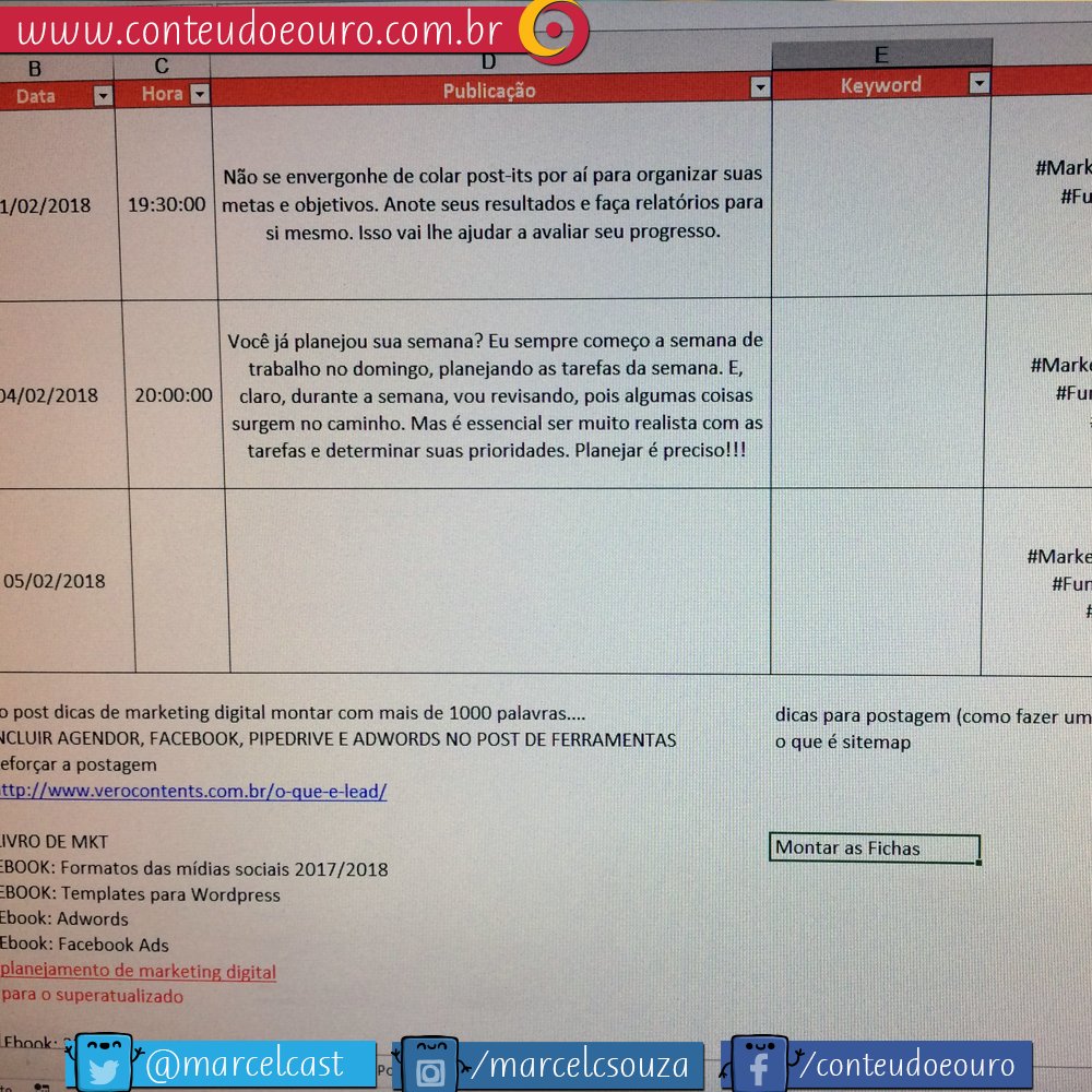 MarcelCast's tweet image. Já planejou a semana? Sempre começo a semana de trabalho no domingo, planejando as tarefas da semana. E aí vou revisando, pois algumas coisas surgem no caminho. E você, como planeja sua produtividade?
#MarketingDigital #InboundMarketing #AvaliareEvoluir #Planejamento #Planejar