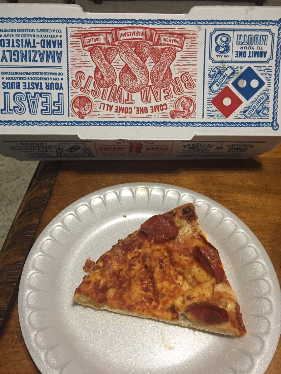 The Super Bowl party was going great till this slice of pizza showed up... <a href="/dominos/">Domino's Pizza</a> #nocheese