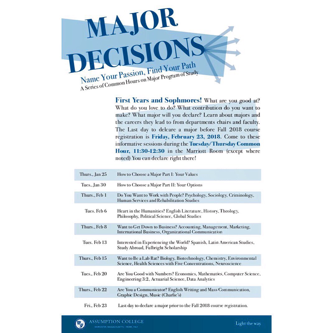TheHillAC's tweet photo. It's Major Decision time! Check out these seminar sessions to learn more about what major is best for you! #major #decisions https://t.co/nlhjUwZuFI