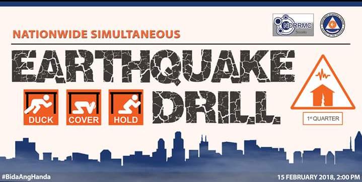 OCD_Region1's tweet photo. Sabay-sabay tayong makibahagi sa 1st Quarter Nationwide Simultaneous Earthquake Drill (NSED) sa 15 February 2018, 2:00 PM.
#bidaanghanda https://t.co/xi1t9X88Nq
