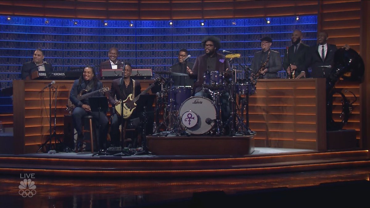 kare11's tweet photo. We spy a #Prince symbol on @theroots' drum set ... #FallonTonight #FallonInMpls https://t.co/ku0wjp19OM