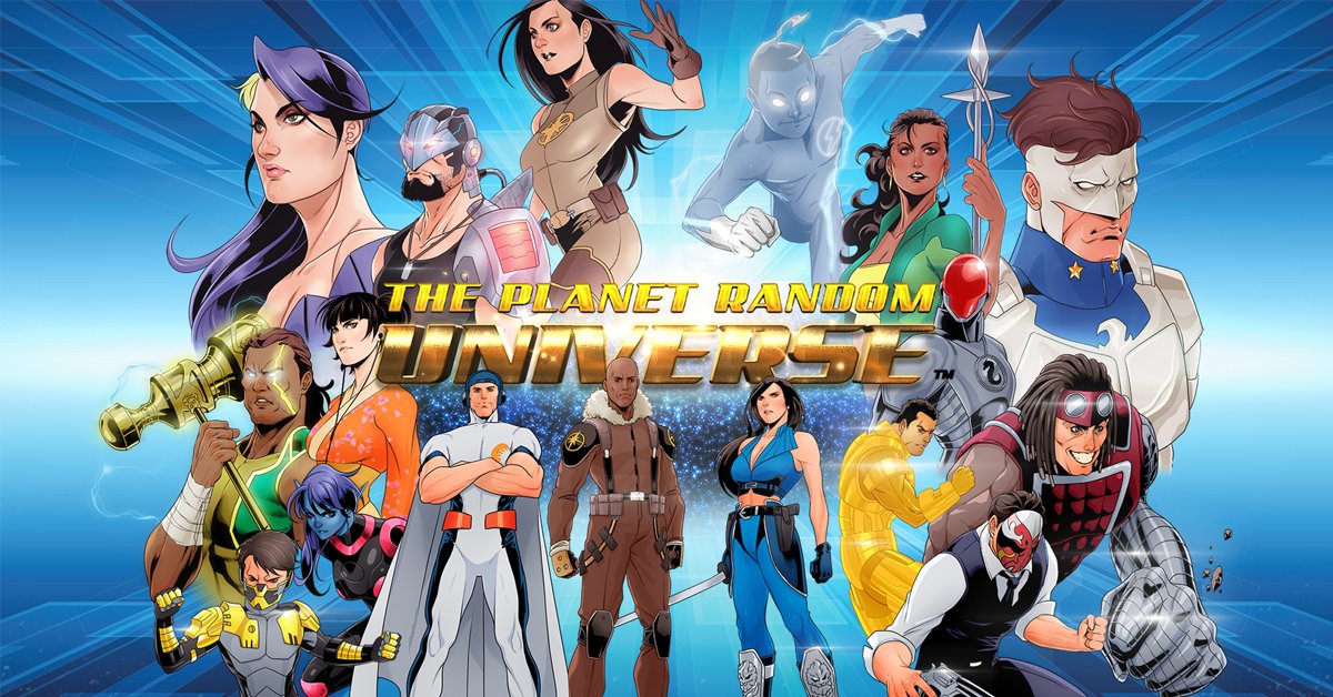 PlanetRandomNet's tweet photo. We're back with a new project and we need your help to build the most authentic and diverse superhero world in comics.  You asked for a seat at the table and we listened.  #make100 #kickstarter #makecomics #superheroes https://t.co/8O9wWJCola