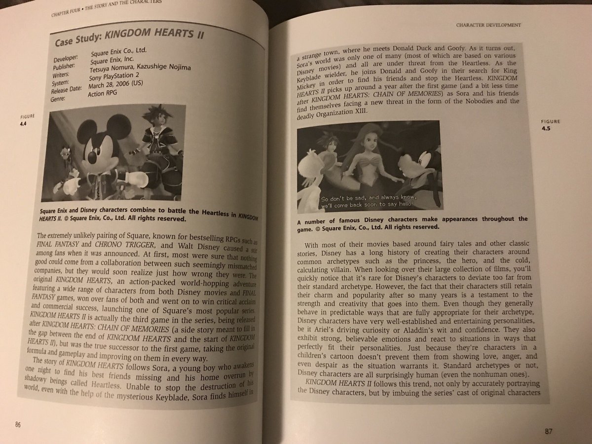 Exilra's tweet image. Found the part with Kingdom Hearts II in my textbook. Does this mean I can say I had to learn about Kingdom Hearts in school?

And for those curious, they used KH for giving examples of character archetypes.