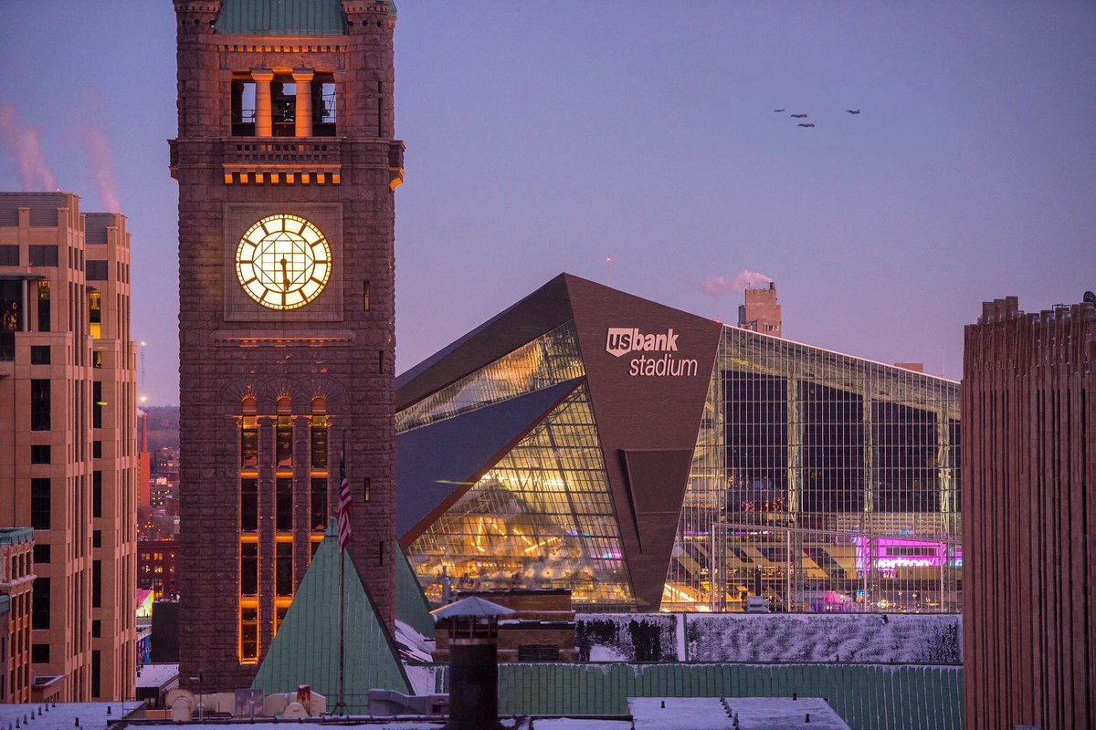 Kickoff Time! Fighter Jets flying over <a href="/usbankstadium/">U.S. Bank Stadium</a> during the <a href="/mnsuperbowl2018/">Minnesota Super Bowl</a> National Anthem. #SuperBowl52 #SuperBowlSunday #nfl