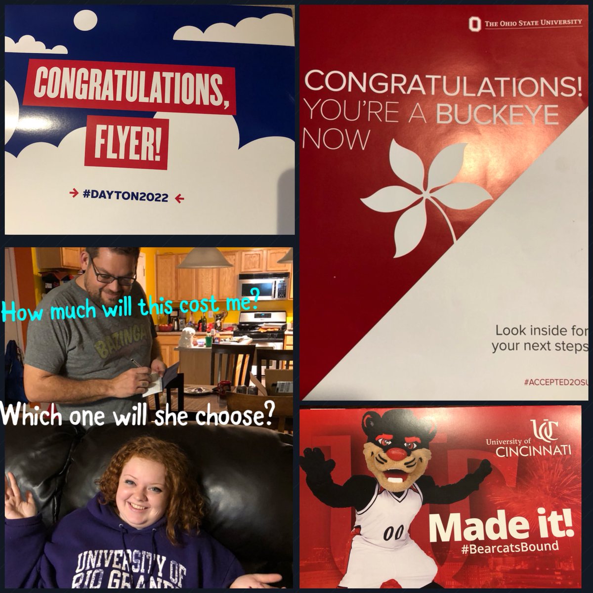 MonicaCampana6's tweet photo. Decisions! Decisions! Decisions! #osubuckeye #daytonflyer #cincybearcat https://t.co/YfUieqBwFp
