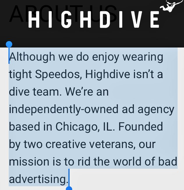 WilsonsWorld's tweet photo. Hey guys, the ad agency behind the Dodge Ram/Martin Luther King Jr. #SuperBowl Commercial also did Skittles Pox, they enjoy wearing Speedos AND their mission is to... well.. just read it #RamFail #HighdiveFail https://t.co/u1qiAHh27C