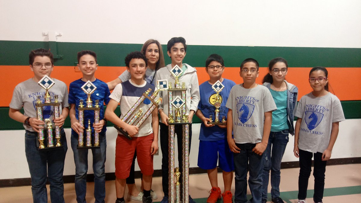 RuthZT's tweet photo. @LMMSPatriots Outstanding job to our chess team! 1ST PLACE TEAM TROPHY! @Chess Regionals 2018 We also took individual trophies: 1st Joseph Trevino, 2nd Luis Beltran, 4th Mguel Lozano II, 6th Jorge Garza and 15th Alroy Martinez #MakeItHappen @RuthZT @GarzaNesie https://t.co/D90jGORhkm