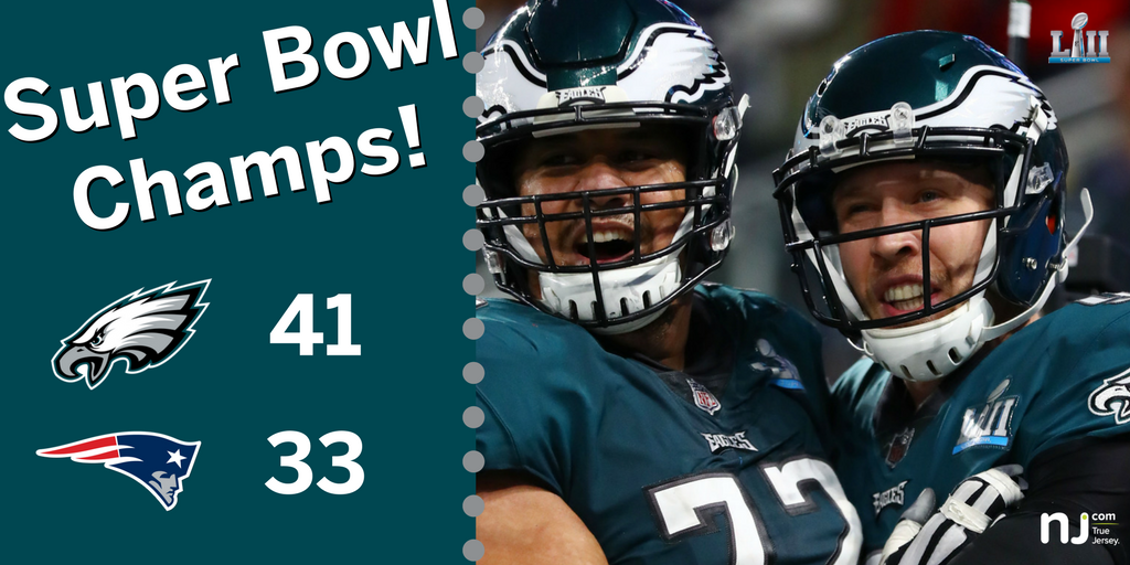 njdotcom's tweet photo. Who's an underdog now? 🐕 The @Eagles are world champions after beating the favored New England Patriots in the #SuperBowl #FlyEaglesFly https://t.co/tZivBusmWW