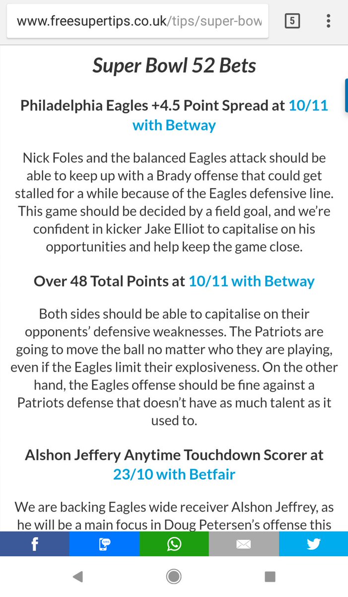 FootySuperTips's tweet photo. ✔️ Eagles +4.5
✔️ Over 48 Total Points
✔️ Jeffery Anytime
✔️12/1 #OddsOnThat ❗
🤑

What a game and what a night! #SuperBowl https://t.co/nF19nZWEUi