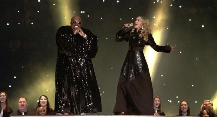 Me & Queen @Madonna blessing the #superbowl #XLVI halftime stage. Yep I  Did That!