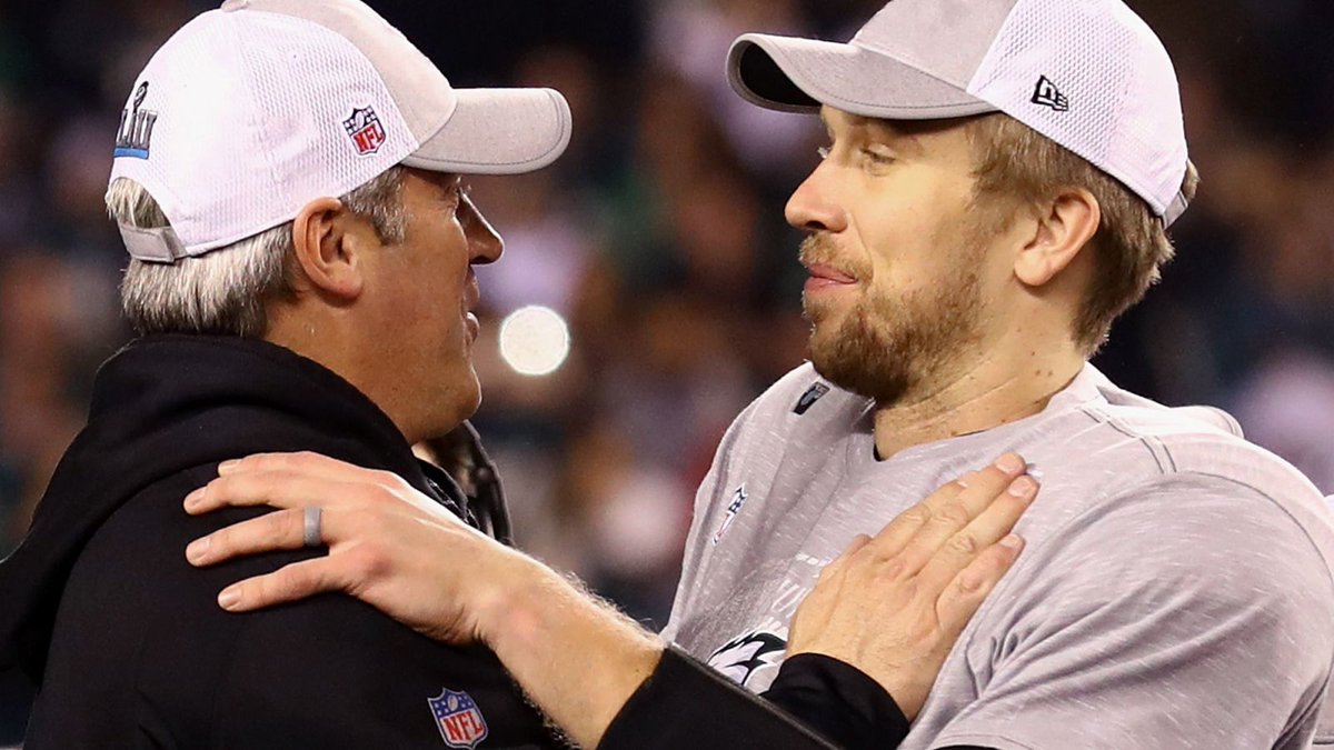 TheOnion's tweet photo. Doug Pederson Informs Nick Foles He's Been Traded To Browns While Handing Him Lombardi Trophy https://t.co/er6qH4vewX #SuperBowl https://t.co/e6busvHY1B