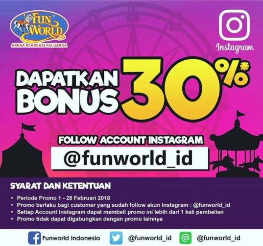 gotomalls's tweet image. Ayo main di @funworld_id terdekat dikota kalian hari ini!! Dapatkan Bonus Saldo sebesar 30%, hanya dengan memfollow akun isntagram-nya!! Info promo selengkapnya klik goo.gl/BSaQdH
#AyoGoToMalls #FunWorld #BonusSaldo