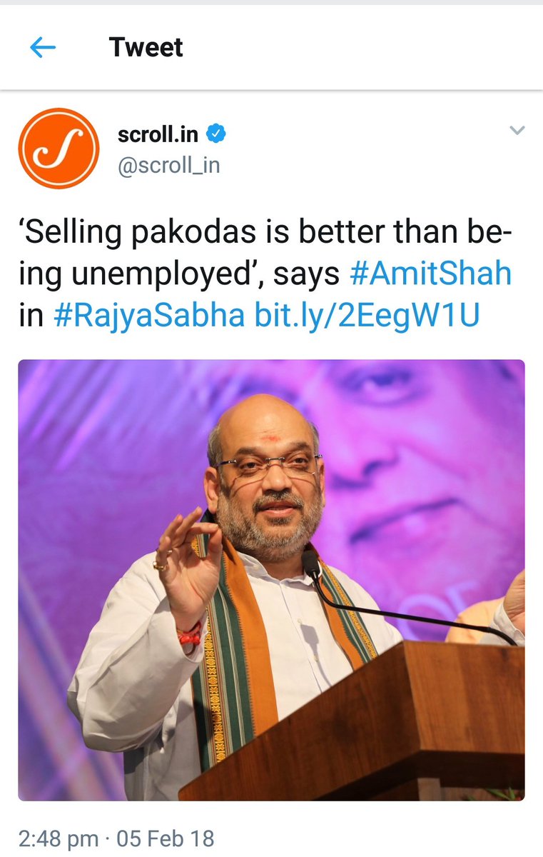 amalisonline's tweet photo. So by your logic, selling Chai and Pakoda better than being Prime Minister! Ask Modi to return to his previous lifestyle! #ShahSpeaksInRajyaSabha https://t.co/Iz2yExZLyf