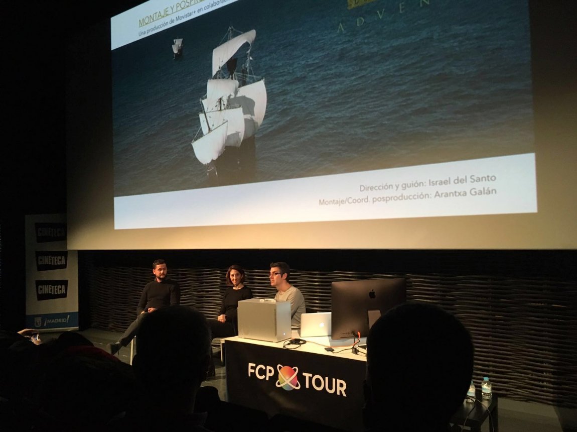 GlobalSetSpain's tweet photo. El viernes, @Israel_delSanto y @arangg1978 estuvieron en #FCPXTOUR explicando, entre otras cosas, por qué no usaron claqueta en el rodaje de 'Conquistadores Adventum'. https://t.co/RFCb8GAybL