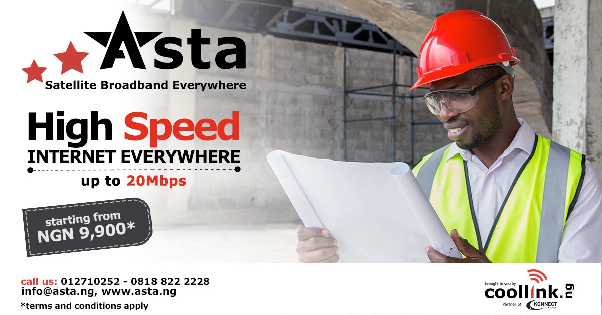 mycoollink's tweet photo. Asta! Your Internet Solution! The new satellite broadband! High speed Internet Nationwide! More info here: https://t.co/n2P4QkRh9c #20Mbps #highspeed #internet #reliable #broadband #kaband #internet4nigeria #freenightbrowsing #RuralConnectivity https://t.co/r17TnGhRvI