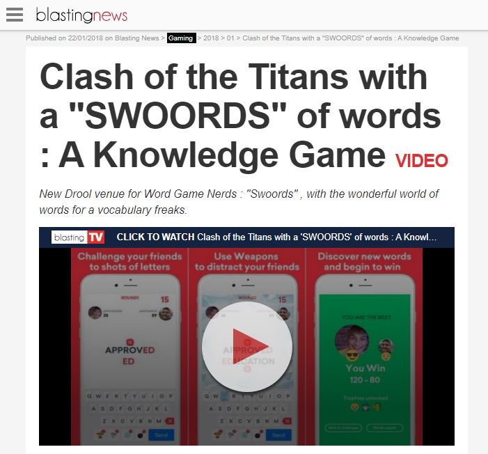 SwoordsApp's tweet photo. "Clash of the Titans with a SWOORDS of words" thanks @BlastingNews 🌪💣❄️(now over 150K rounds played to day)

 🎉 Link: https://t.co/6Z1CF6TRp8

 #wordgame #indiegame #gamedev #indiedev https://t.co/CaugbNbqYS