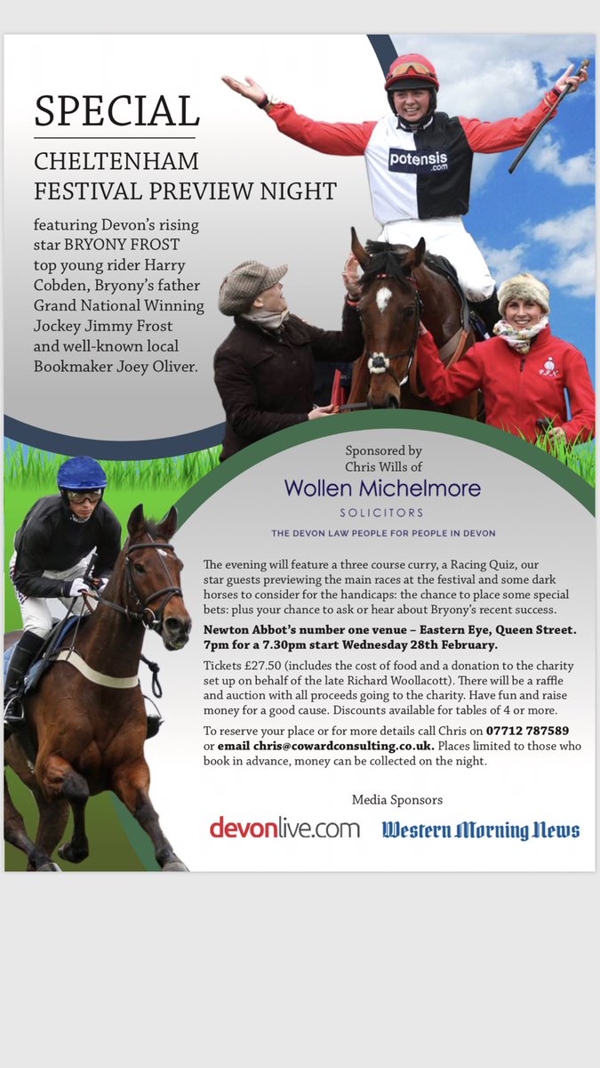Please retweet @Spidselect <a href="/NewtonAbbotRace/">Newton Abbot Races</a> <a href="/ExeterRaces/">Exeter Racecourse</a> <a href="/TauntonRacing/">Taunton Racecourse & Conference Centre</a> <a href="/Rhys_N_Williams/">Rhys Williams</a> <a href="/southdevoncc/">South Devon CC</a> <a href="/QComber84/">Mark Comber</a> <a href="/chesneyAP/">Alex</a> @BetJackBevan <a href="/patrickduke69/">Patrick Duke</a>