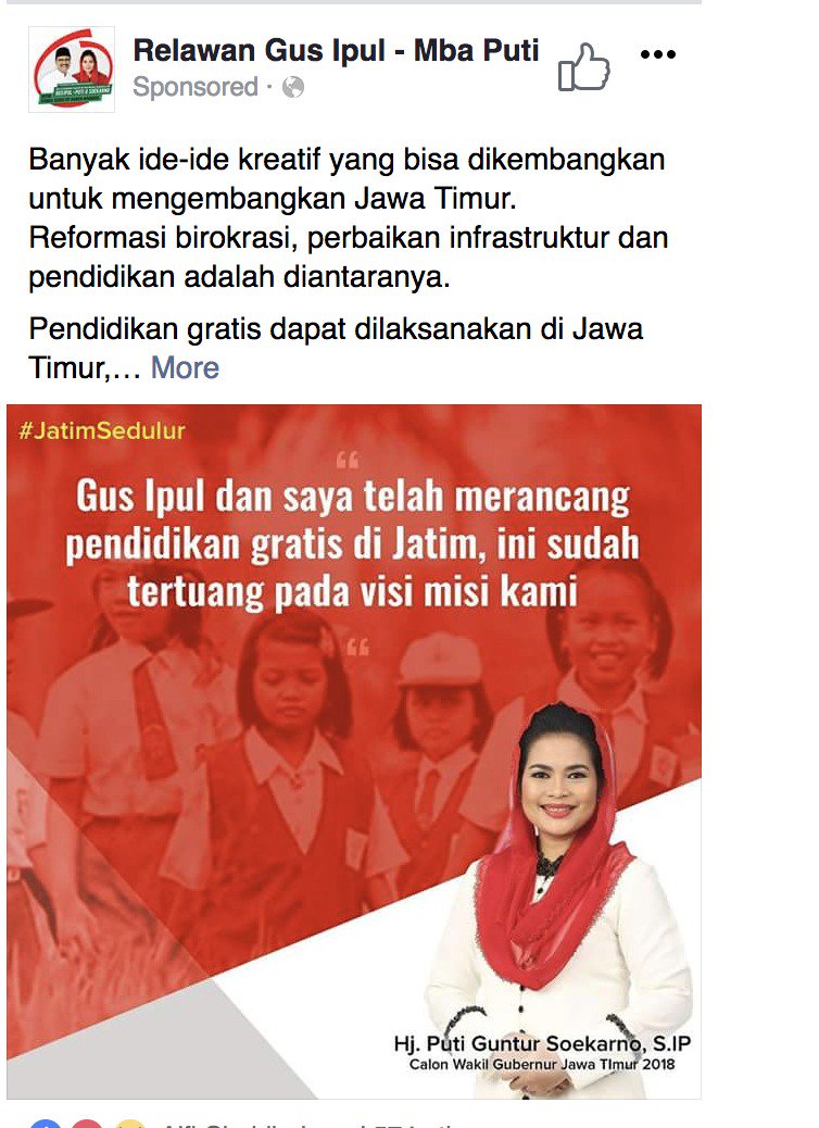 Banyak ide-ide kreatif yang bisa dikembangkan untuk mengembangkan Jawa Timur.
Reformasi birokrasi, perbaikan infrastruktur dan pendidikan adalah diantaranya.

#Gusipul #MbakPuti #JatimSedulur #KabehMakmur #KabehSedulur #pendidikan
