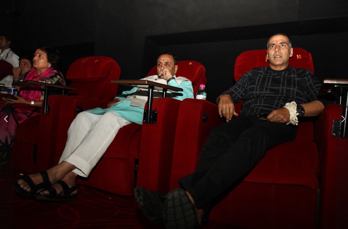 Rupani watches PadMan with Akshay Kumar in special screening preview show