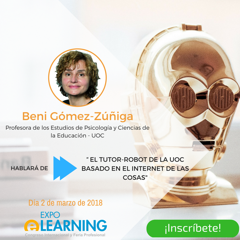 AEFOL's tweet photo. En el programa del Congreso Internacional #EXPOELEARNING tendremos la ponencia de Beni Gómez Zúñiga nos presentará "El tutor-robot de la @UOCuniversidad basado en #Internet de las cosas #IOT #emotionlearning ¡No te lo pierdas! 👉🏻 https://t.co/ZORIDMeO5o https://t.co/SWAsekFd1j
