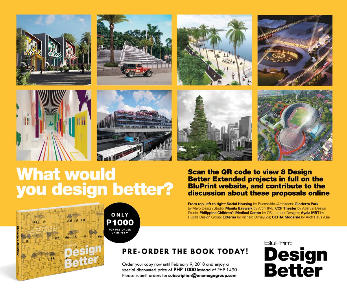 bluprintmag's tweet photo. In our new book Design Better, 25 design teams consisting of 150 designers in total have reimagined 25 different sites in the Philippines to instigate discussion and debate as to what these places could be today.
#DesignBetter #BluPrintPH #BluPrintBooks https://t.co/5801iHXpgB