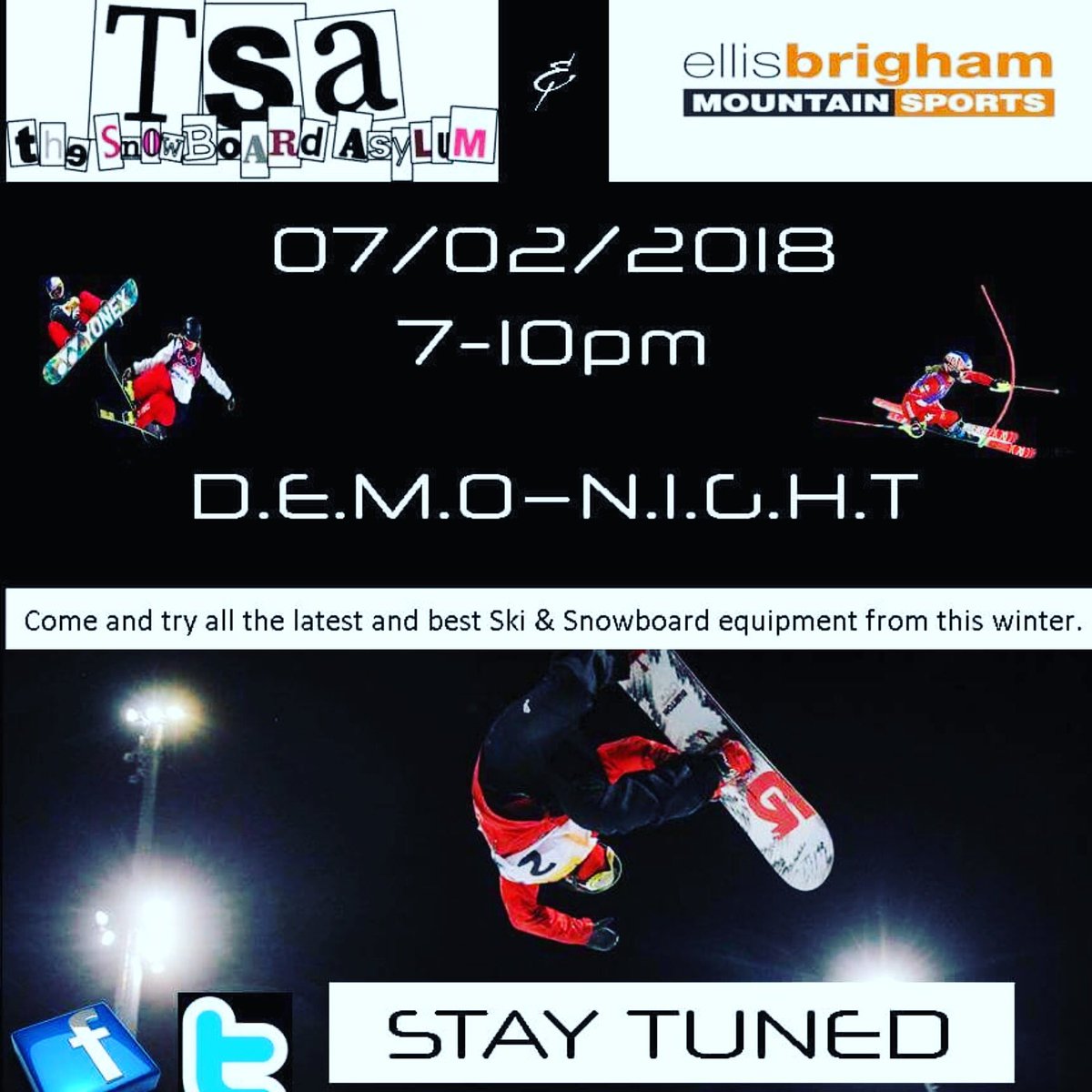 This Wednesday - come over and say hi! Test all the latest kit out from ellis_brigham <a href="/snowboardasylum/">The Snowboard Asylum - TSA</a> <a href="/Brentwood_Ski/">Brentwood Park Ski & Snowboard Centre</a>