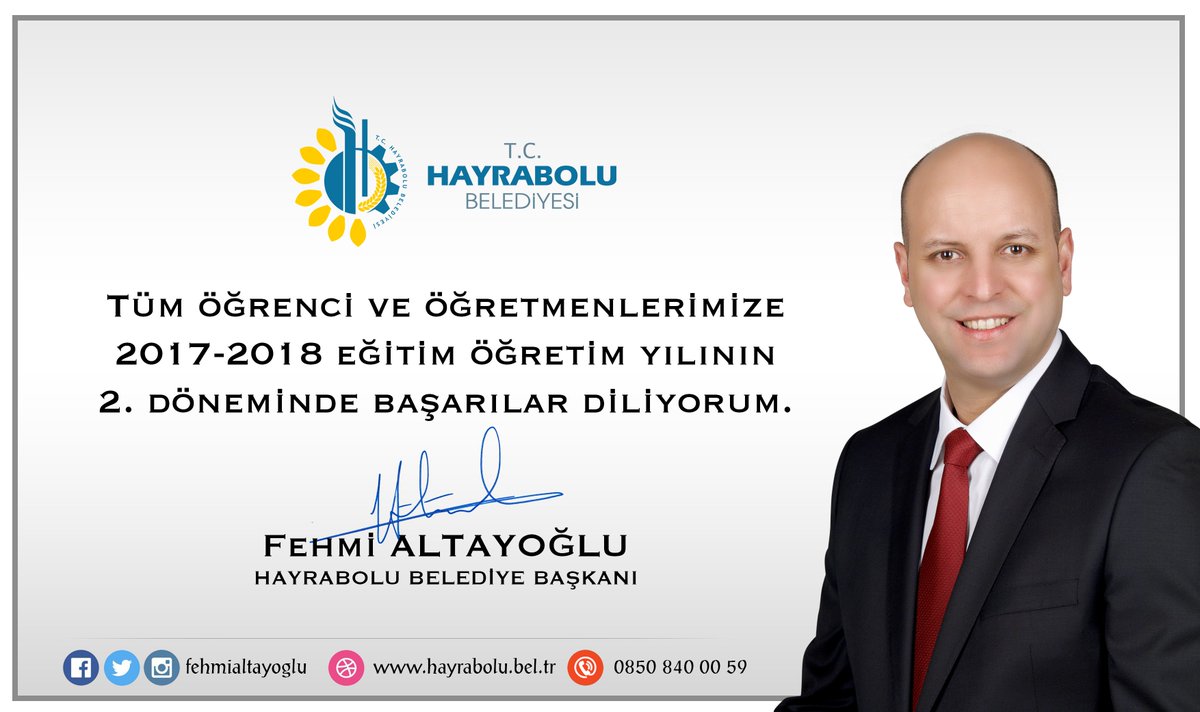 Tüm öğrenci ve öğretmenlerimize 2017-2018 eğitim öğretim yılının 2. döneminde başarılar diliyorum.