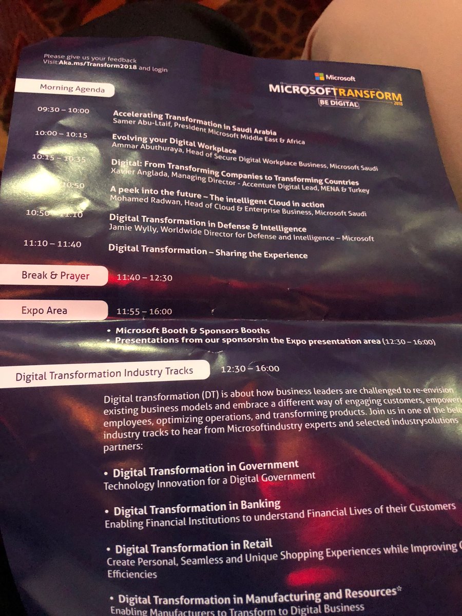 YasirKazi's tweet image. The agenda #Microsoft_Transform