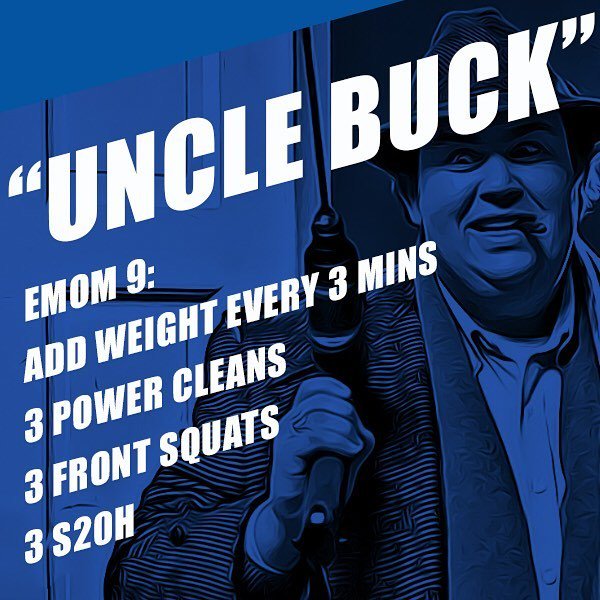 CFAmpthill's tweet image. Happy Monday! Great WOD today! It’s "Uncle Buck"
EMOM 9:
Minutes 1-3
3 Power Cleans
3 Front Squats
3 S20H
Minutes 3-6
3 Power Cleans
3 Front Squats
3 S20H
Minutes 6-9
3 Power Clean
3 Front Squat l
3 S20H
#unclebuck #boxprogramming #crossfit #ampth… ift.tt/2E2cNiv