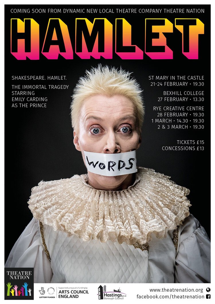 Hamlet as you've never seen it before, <a href="/MaryintheCastle/">St Mary inthe Castle</a> <a href="/izzard_theatre/">Izzard Theatre</a> <a href="/TheatreRCC/">RCCTheatre</a> <a href="/RyeCreativeCtr/">Rye Creative Centre</a> 21st Feb - 3rd March. Building a new pro theatre scene in Hastings and Rye. Please RT <a href="/1066Tweets/">1066 Tweets</a> @Visit1066 <a href="/hastingsonline/">Hastings Online</a> <a href="/RyeINews/">Rye News</a> <a href="/RyeObs/">Rye Observer</a> #shakespeare #hamlet