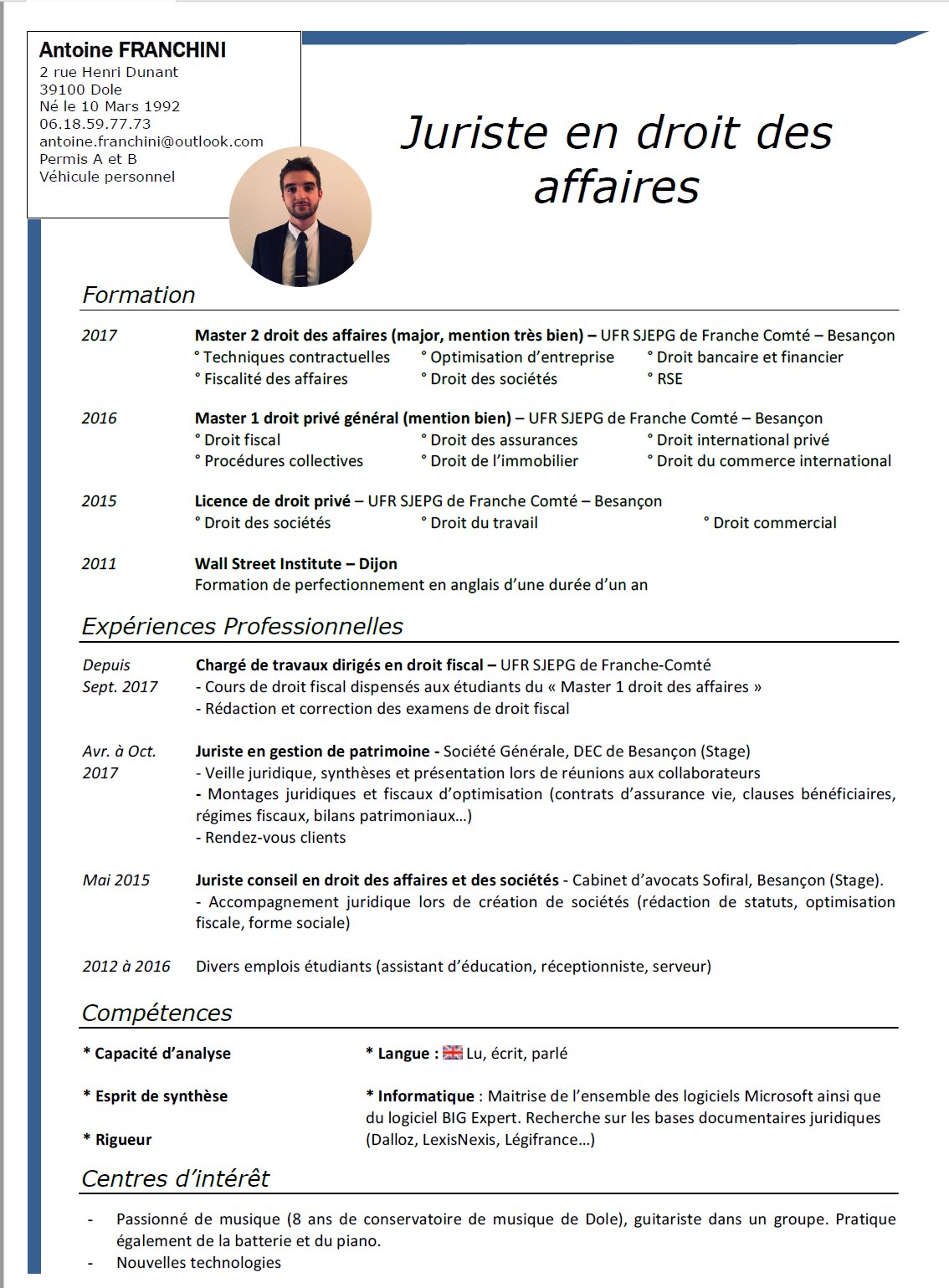 Exemple De Cv Juriste  doniemas