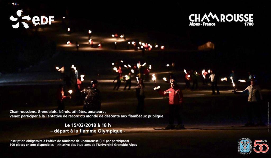 Participez à la tentative de record du monde de descente au flambeau le 15/02 à #Chamrousse , avec le soutien d'#EDF !