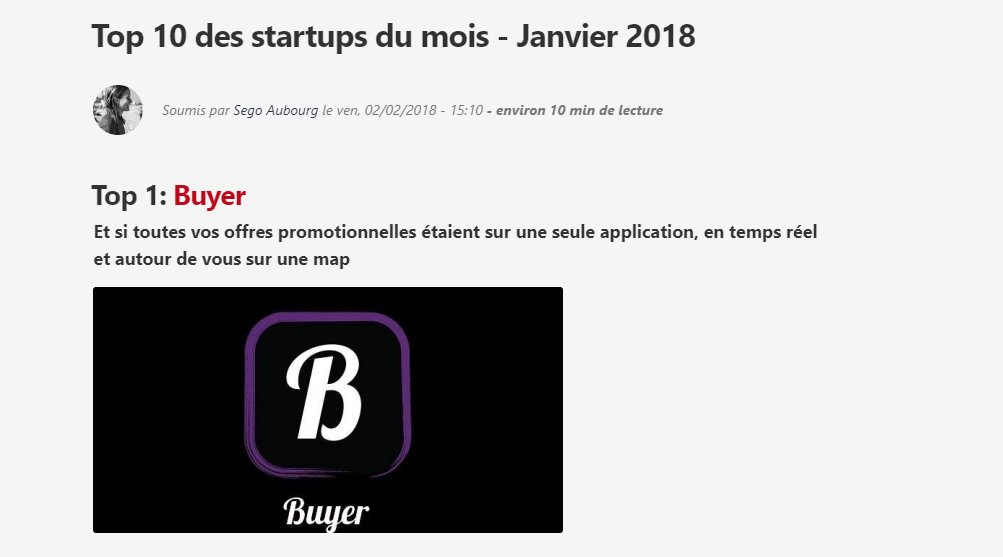 buyerfrance's tweet photo. Très fier que @buyerfrance soit dans le Top 10 des startups du mois de janvier par @lespepitestech ... ON EST MÊME NUMÉRO 1⃣ ! 😊😊
▶ https://t.co/SZ0bOvuk7r #startup #pepitetech #FrenchTech https://t.co/IwsJk5cCJM