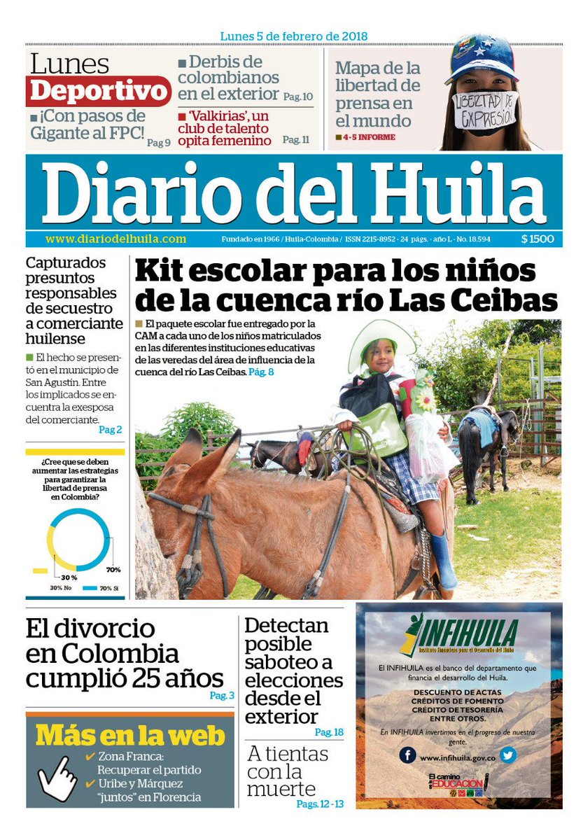 PROYECTOCEIBAS's tweet photo. EnMedios Hoy #DiariodelHuila publica un especial sobre las jornadas de entrega de Kits escolares que adelantamos en la cuenca https://t.co/6d7GiULaUj