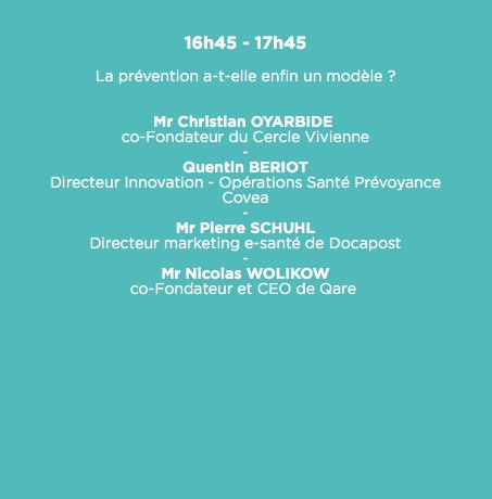 . Inscription : #TSM2018 🏆 • [Programme] table-ronde « La prévention a-t-elle enfin un modèle ? » avec Christian Oyarbide (co-fondateur du <a href="/CercleVivienne/">Cercle Vivienne</a>) @BERIOTQuentin, Pierre Schuhl (directeur mkt et e-santé de <a href="/Docapost/">Docaposte</a>) et <a href="/nwolikow/">nicolas wolikow</a> inscription : overcome.key4events.com/register.aspx?…