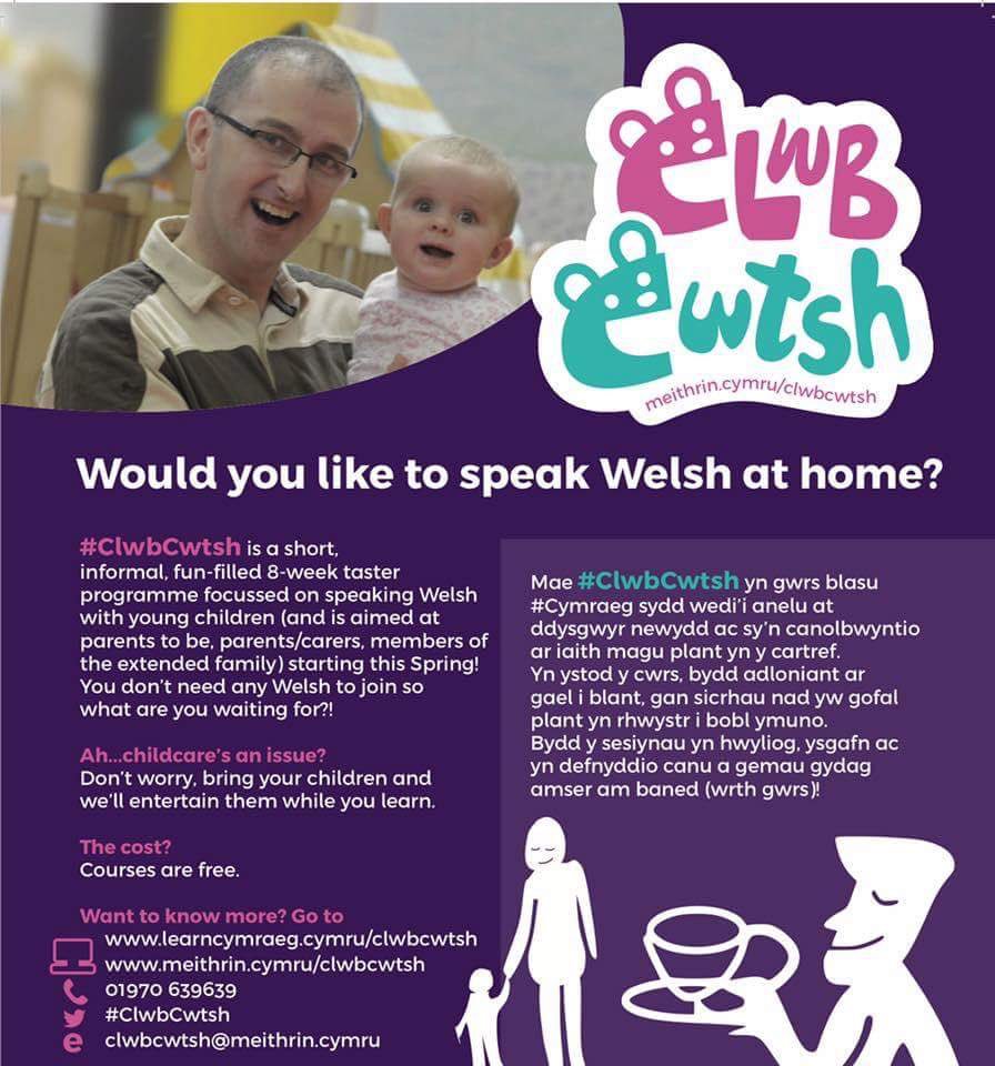 MudiadMeithrin's tweet photo. Would you like to speak #Welsh at home? Start learning with #ClwbCwtsh👨‍👨‍👧 this March - 75+ locations all over the country. E-mail clwbcwtsh@meithrin.cymru for more details. https://t.co/WuHhtexE4f