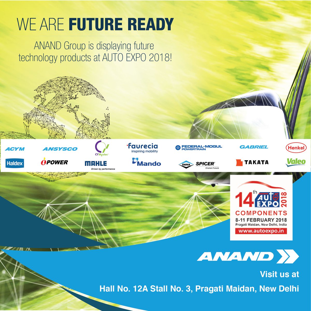 ANANDGroupIndia's tweet photo. #ANANDGroup prepares to introduce you to #FutureReady technology at Auto Expo 2018 - Components!

#ANANDGroupatAutoExpo2018 #FutureReadyWithANANDGroup #AutoExpo2018 https://t.co/7dmPRUUWwV