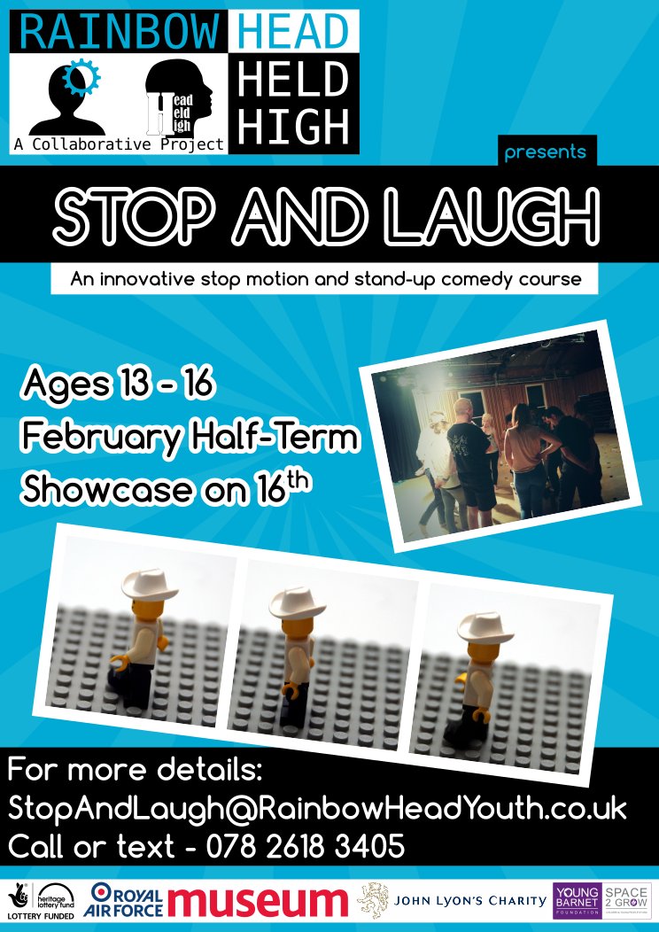 RainbowHeadUK's tweet photo. Friendly reminder to sign up for our half term project asap! #stopandlaugh #rainbowheaduk #headheldhigh #rafmuseum #youngbarnetfoundation #barnet https://t.co/xf62HmJnbP