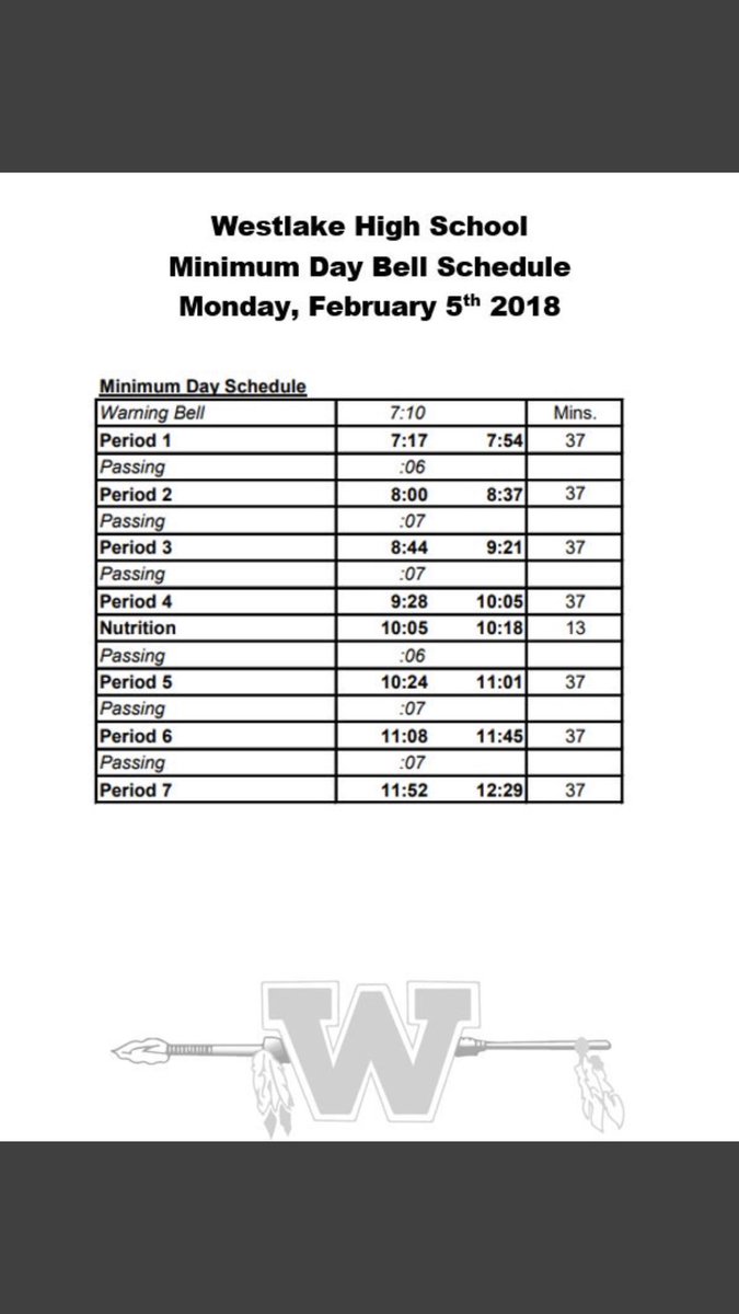 WHS__Tribe's tweet photo. Minimum day schedule!!! https://t.co/Y4eiGcbJab