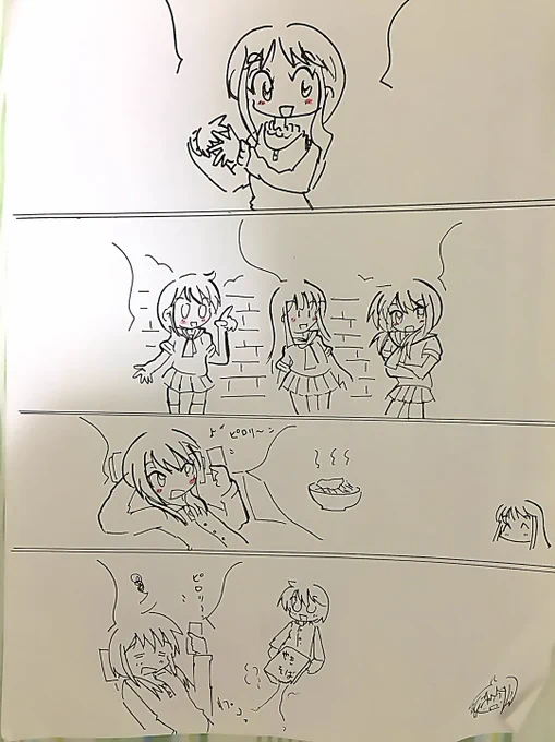 明日公開予定のゆゆ式お絵描き一本勝負の下描き https://t.co/L6t80efe2t 