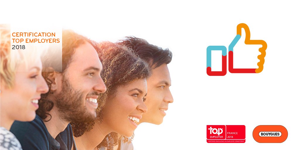 MartinBouygues's tweet photo. L’entreprise est une aventure humaine. Je suis heureux et fier de l’obtention de la certification Top Employers 2018 pour le groupe Bouygues et l’ensemble de ses filiales. https://t.co/0RFIx0AsaK
