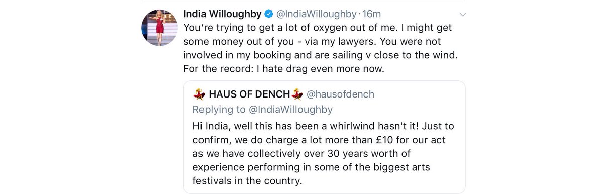 KFRD_I's tweet photo. @K_IngalaSmith This is how the vile person that is #CBBINDIA responds when faced with the truth fights dirty π€¦π½ββοΈ her behaviour this am will come as a shock to nobody @courtneyact she hates drag even more now such an intelligent response π³ https://t.co/DNK7bTvGn2