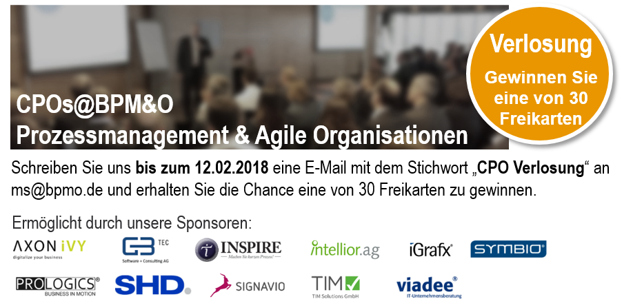 BPMOGmbH's tweet photo. Gewinnen Sie eine von 30 Freikarten für #Prozessmanagement-Kongress #cpobpmo: https://t.co/jdMWZazaiB . Danke für das Sponsoring, @axonivy @GBTEC @BPM_inspire @intellior @iGrafx @symbioworld @Prologics @SHD_IT @signavio TIM-Solutions und viadee. https://t.co/DwjkbpSUjn